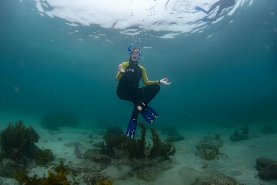 Kyra Barker snorkelling in a marine reserve, photo by Sophie Journee